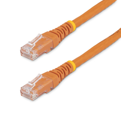 StarTech.com 50ft CAT6 Ethernet Cable - Orange CAT 6 Gigabit Ethernet Wire -250MHz 100W PoE RJ45 UTP Molded Network/Patch Cord w/Strain Relief/ Individually Tested