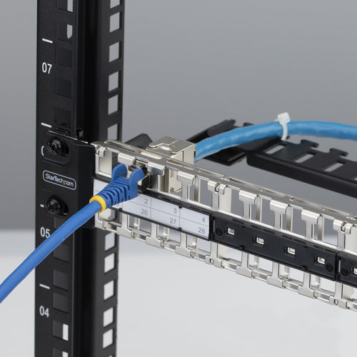 StarTech.com 48 Port 1U Blank Keystone Patch Panel with Cable Management Bar, Rackmount Cat6 Patch Panel for RJ45 STP Ethernet Network Jacks