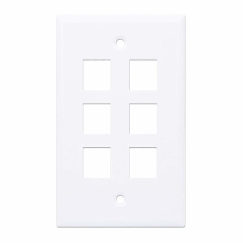Intellinet 6-Outlet Keystone Wall Plate, White