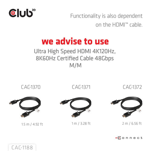 CLUB3D Mini DisplayPort™ 1.4 to HDMI™ 8K60Hz M/F Adapter