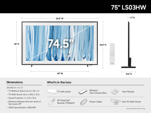 Samsung Neo QN75LS03HWFXZA TV 190.5 cm (75") Smart TV Wi-Fi Black