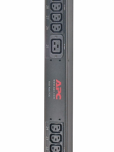 APC NetShelter Basic Rack PDU, Zero U, 12.5kW, 208V, 30 C13 and 6 C19 outlet, 3ft input Cord