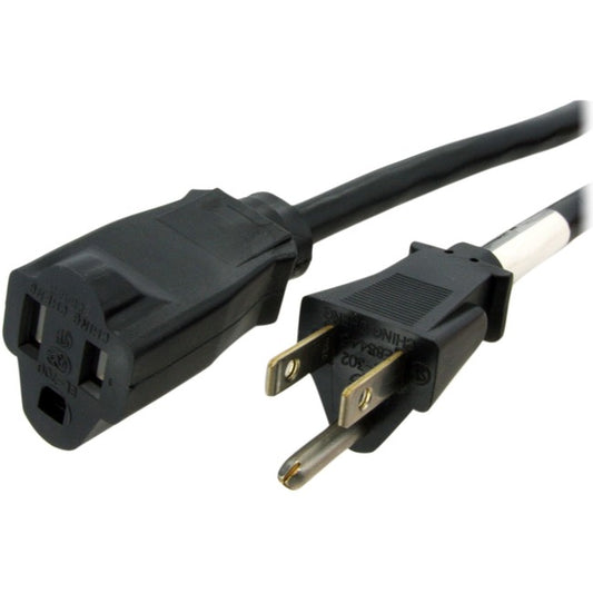 StarTech.com 20ft (6m) Power Extension Cord, NEMA5-15R to NEMA5-15P Black Extension Cord, 13A 125V, 16AWG, Computer Power Extension Cable
