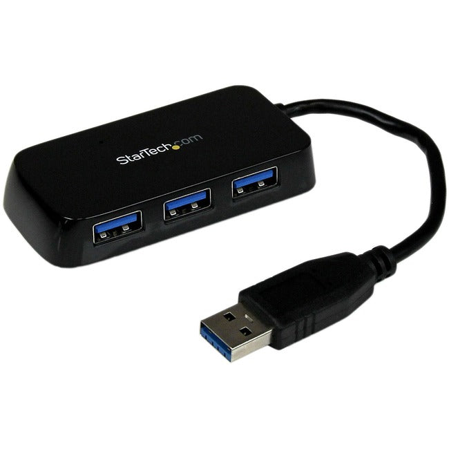Black 4 Port Mini USB 3.0 Hub