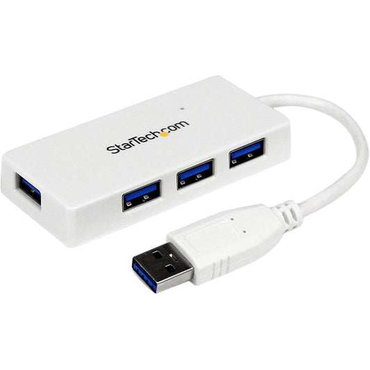 White 4 Port Mini USB 3.0 Hub