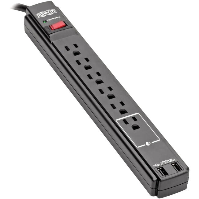 Surge 6 Outlet 6' Cord Black