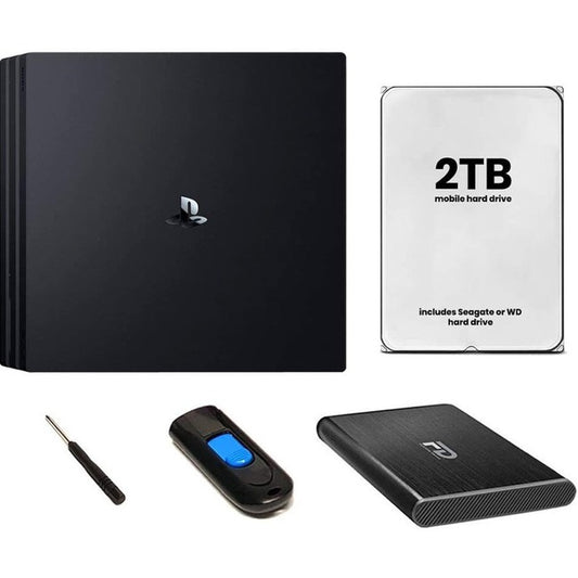 Fantom Drives FD 2TB PS4 Hard Drive - All in One Easy Upgrade Kit - Comes with 2TB Hard Drive, Fantom Drives GFORCE Mini USB 3.0 Aluminum Enclosure, USB 3.0 Cable, 8GB Flash Drive, Screw driver and quick start installation guide - 1 Year Warranty - (PS4-2