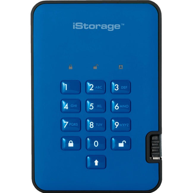 iStorage diskAshur2 500 GB Portable Hard Drive - 2.5" External - Ocean Blue - TAA Compliant