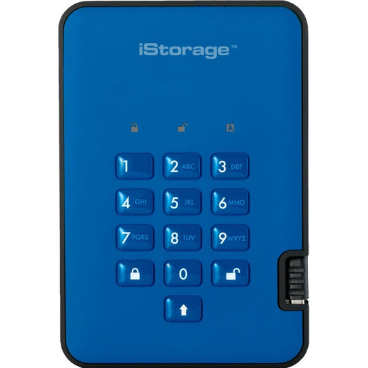 iStorage diskAshur2 500 GB Portable Hard Drive - 2.5" External - Ocean Blue - TAA Compliant