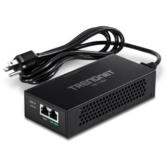 TRENDnet Gigabit PoE++ Injector, Convert A Non-PoE Port to A PoE++ Gigabit Port, PoE (15.4W), PoE+ (30W), Or PoE++ (95W), Up to 100m (328 ft), Integrated Power Supply, Black, TPE-119GI