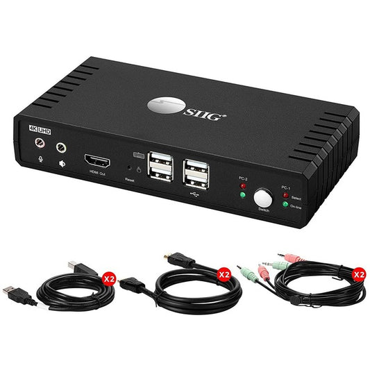 SIIG 2 Port 4K HDMI 2.0 Video Console KVM Switch with USB 2.0