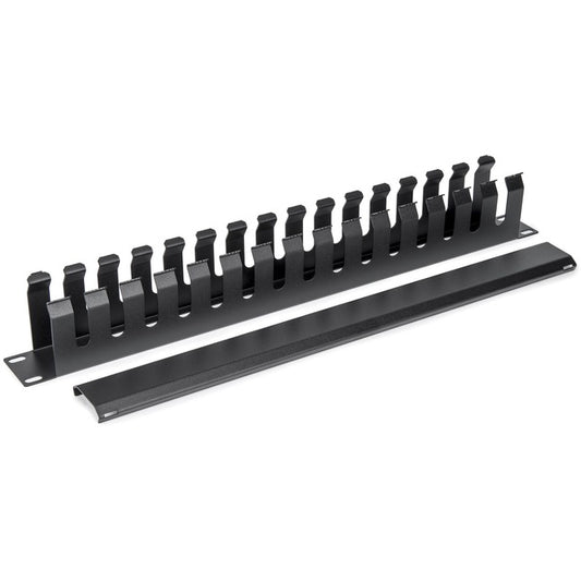 1U Horizontal Rack Server Cabinet Mount Cable Management - 1U Rack Height - 19" Panel Width - Cold Rolled Steel (CRS) - Keeps cables organized and will reduce cable clutter - Compatible with standard 19" racks. Cable manager tray - Black