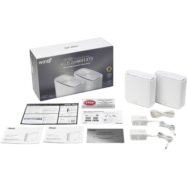 ASUS ZenWiFi XT9 (W-2-PK) Tri-band (2.4 GHz / 5 GHz / 5 GHz) Wi-Fi 6 (802.11ax) White 4 Internal